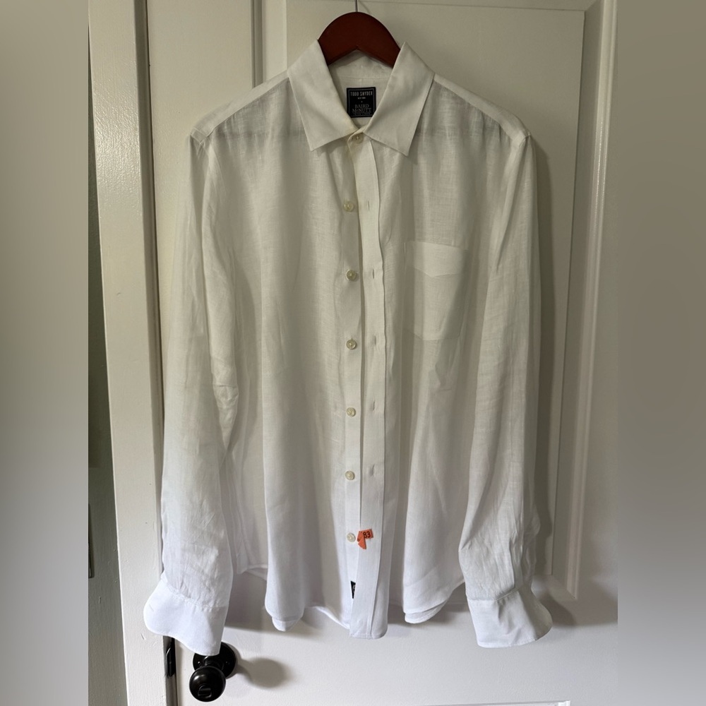 Todd Snyder White Casual Linen Button Down Shirt